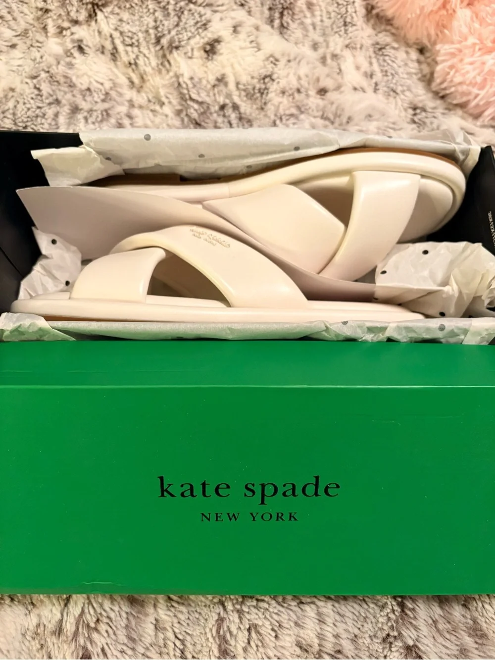 kate spade Cream Crossover Rio Slide Sandals
